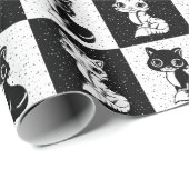 Zwart wit kat geruite blokprint cadeaupapier (Rol Hoek)