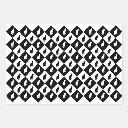 Zwart-wit Kat Gift Wrap Inpakpapier Vel (Voorkant)