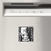 Zwart & Wit Kat Halloween kitten schedel magneet (Insitu (Vaatwasser))