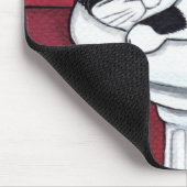 Zwart-wit kat in Bathroom-gootsteen - Kat-art Muismat (Hoek)