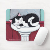 Zwart-wit kat in Bathroom-gootsteen - Kat-art Muismat (Met muis)