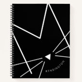 Zwart-wit Kat Letter M Monogram Gepersonaliseerd Notitieboek (Voorkant)