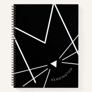 Zwart-wit Kat Letter M Monogram Gepersonaliseerd Notitieboek