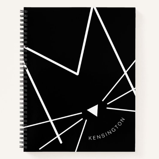Zwart-wit Kat Letter M Monogram Gepersonaliseerd Notitieboek (Voorkant)