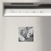 Zwart-wit Kat Magneet (Insitu (Vaatwasser))