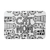 Zwart & Wit Kat Moeder Poot Print Ontwerp Badmat (Voorkant)