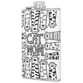 Zwart & Wit Kat Moeder Poot Print Ontwerp Heupfles (Links)