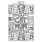 Zwart & Wit Kat Moeder Poot Print Ontwerp Heupfles (Voorkant)