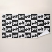 Zwart Wit Kat Monogram Blok Print Badhanddoek (Badhanddoek)
