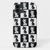 Zwart Wit Kat Monogram Blok Print Case-Mate iPhone Case (Achterkant)