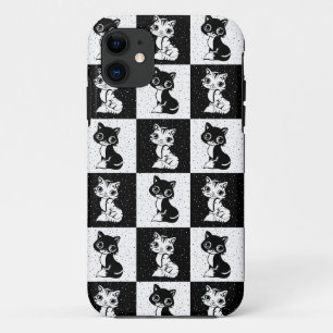 Zwart Wit Kat Monogram Blok Print Case-Mate iPhone Case