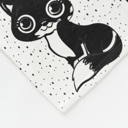 Zwart Wit Kat Monogram Blok Print Fleece Deken (Hoek)