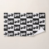 Zwart Wit Kat Monogram Blok Print Handdoek (Handdoek)