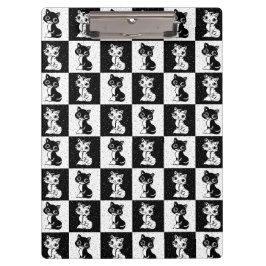 Zwart Wit Kat Monogram Blok Print Klembord