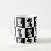 Zwart Wit Kat Monogram Blok Print Koffiemok (Voorkant links)