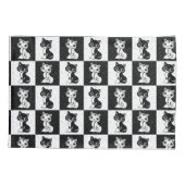 Zwart Wit Kat Monogram Blok Print Kussensloop (Achterkant)