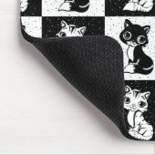 Zwart Wit Kat Monogram Blok Print Muismat (Hoek)