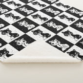 Zwart Wit Kat Monogram Blok Print Sherpa Deken (3/4)