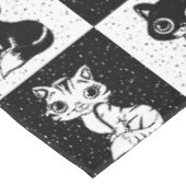Zwart Wit Kat Monogram Blok Print Tafelkleed (Gekanteld)