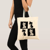 Zwart Wit Kat Monogram Blok Print Tote Bag (Voorkant (product))