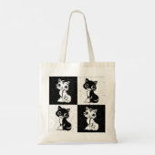 Zwart Wit Kat Monogram Blok Print Tote Bag (Achterkant)