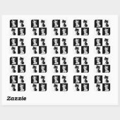 Zwart Wit Kat Monogram Blok Print Vierkante Sticker (Vel)