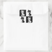 Zwart Wit Kat Monogram Blok Print Vierkante Sticker (Tas)