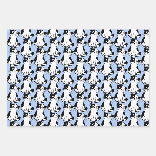 Zwart wit Kat, opvulpapier voor witte doxedo Inpakpapier Vel (Voorkant 3)