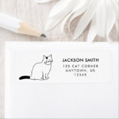 Zwart-wit Kat Return-adreslabel Etiket (Insitu)