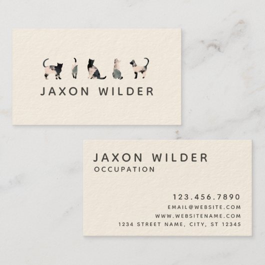 Zwart wit kat Silhouette Cloud Minimal Visitekaartje (Voorkant / Achterkant)