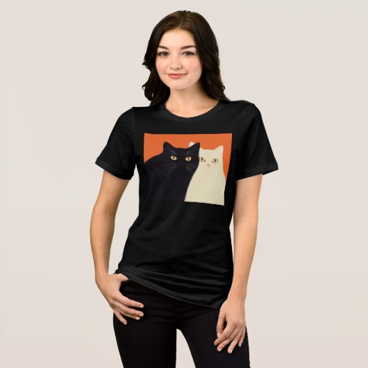 Zwart & Wit Kat T-shirt (Voorkant volledig)