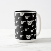 Zwart-wit Kat Tweekleurige Koffiemok (Voorkant rechts)