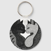 Zwart-Wit Kat Yin Yang Symbool Sleutelhanger (Achterkant)