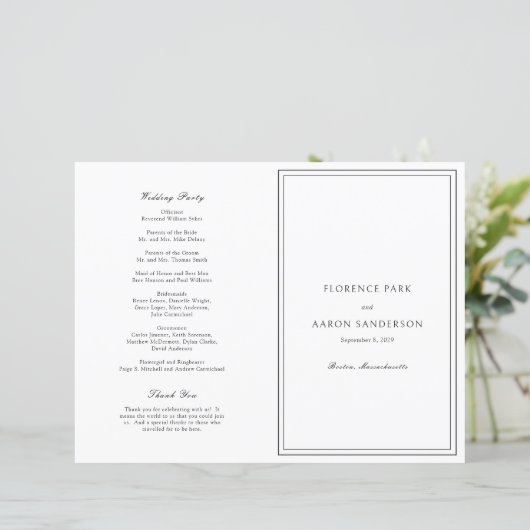 Zwart-wit katholiek huwelijksprogramma (Staand voorkant)