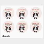 Zwart-wit katje dank je ronde sticker (Vel)
