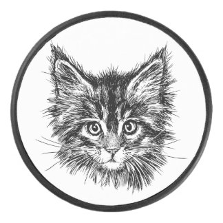 Zwart-wit katje gezicht hockey puck