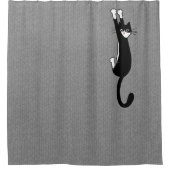 Zwart-wit katje ingeschakeld | Funny Tuxedo Cat Douchegordijn (Voorkant)