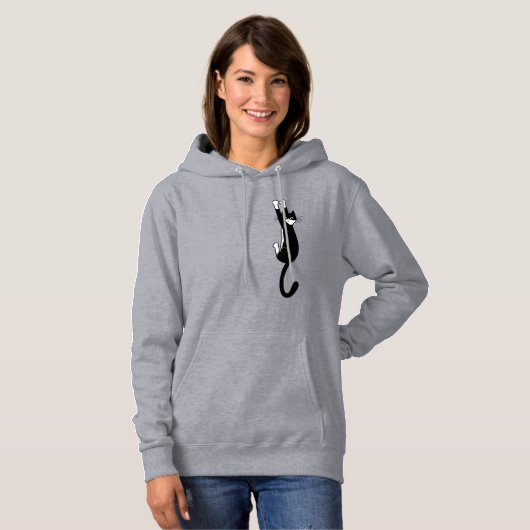 Zwart-wit katje ingeschakeld | Funny Tuxedo Cat Hoodie (Voorkant volledig)