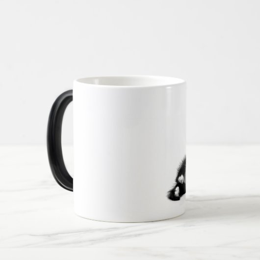 Zwart-wit katje op kleurveranderende mok (Voorkant links)