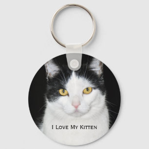 Zwart-wit katportret sleutelhanger