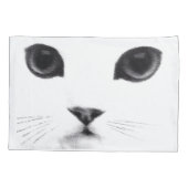 Zwart wit kattegezicht kussensloop (Achterkant)