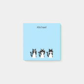 Zwart Wit Katten Drie Wijze Katten Blauw Post-it® Notes (Voorkant)