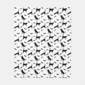 Zwart-wit katten en vleermuizen patroon Halloween Fleece Deken (Voorkant)