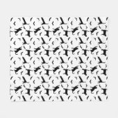 Zwart-wit katten en vleermuizen patroon Halloween Fleece Deken (Voorkant (Horizontaal))
