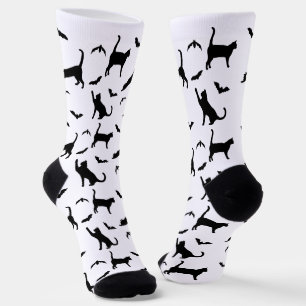 Zwart-wit katten en vleermuizen patroon Halloween Sokken