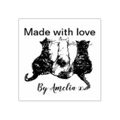 Zwart-wit Katten illustratie Gemaakt met liefde Rubberstempel (Afrduk)