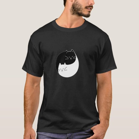 Zwart-wit katten ontwerp t-shirt (Voorkant)