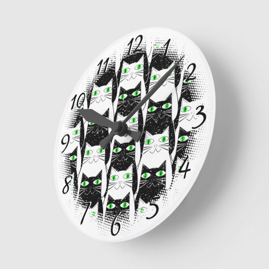 Zwart-wit Katten Oude Print Decoratief Ronde Klok (Hoek)