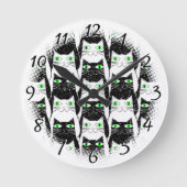Zwart-wit Katten Oude Print Decoratief Ronde Klok (Voorkant)