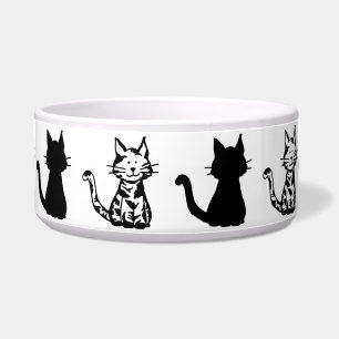 Zwart-wit katten Patroon Grote Pet Bowl Voerbakje
